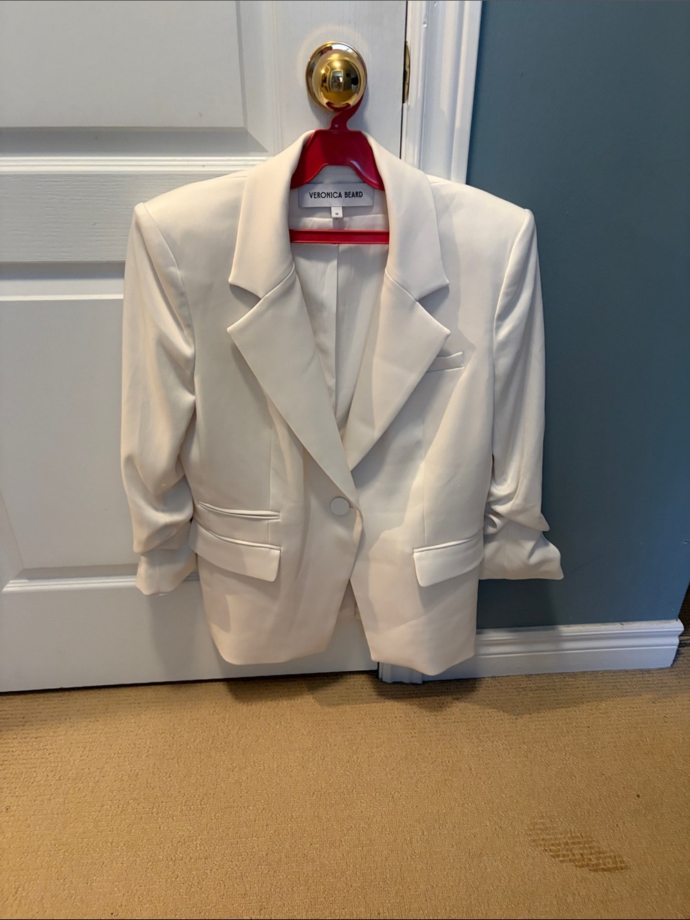 Veronica Beard Cream Single-Button Blazer